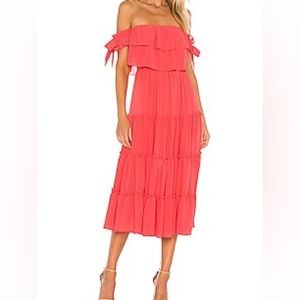 Misa X REVOLVE Micaela Midi Dress Coral Sz M